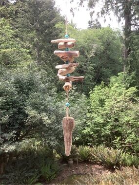 Driftwood Art,  Driftwood Beaded Mobile, Driftwood Coastal Decor, Driftwood